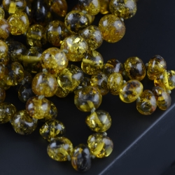 Adults amber necklace polished green beads